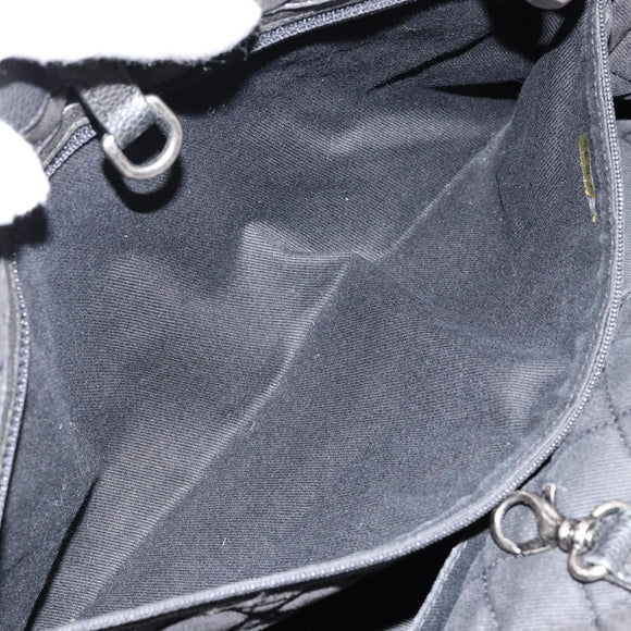 CHANEL Chain Tote Bag Caviar Skin Black Silver CC Auth BA8036