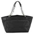CHANEL Chain Tote Bag Caviar Skin Black Silver CC Auth BA8036-2