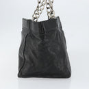 CHANEL Chain Tote Bag Caviar Skin Black Silver CC Auth BA8036-3
