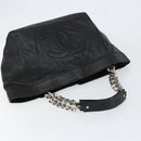 CHANEL Chain Tote Bag Caviar Skin Black Silver CC Auth BA8036-6