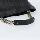 CHANEL Chain Tote Bag Caviar Skin Black Silver CC Auth BA8036-7