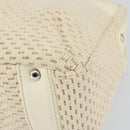 CHANEL Tote Bag Canvas Leather White Silver CC Auth BA8037-9