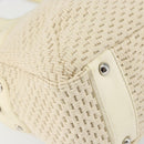 CHANEL Tote Bag Canvas Leather White Silver CC Auth BA8037-14