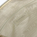 CHANEL Tote Bag Canvas Leather White Silver CC Auth BA8037-17