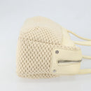 CHANEL Tote Bag Canvas Leather White Silver CC Auth BA8037-3