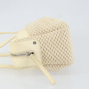 CHANEL Tote Bag Canvas Leather White Silver CC Auth BA8037-4