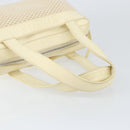 CHANEL Tote Bag Canvas Leather White Silver CC Auth BA8037-7