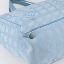 CHANEL New Travel Line Tote Bag Nylon Light Blue Silver CC Auth BA8038-11