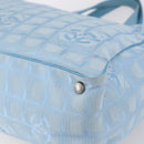 CHANEL New Travel Line Tote Bag Nylon Light Blue Silver CC Auth BA8038-12