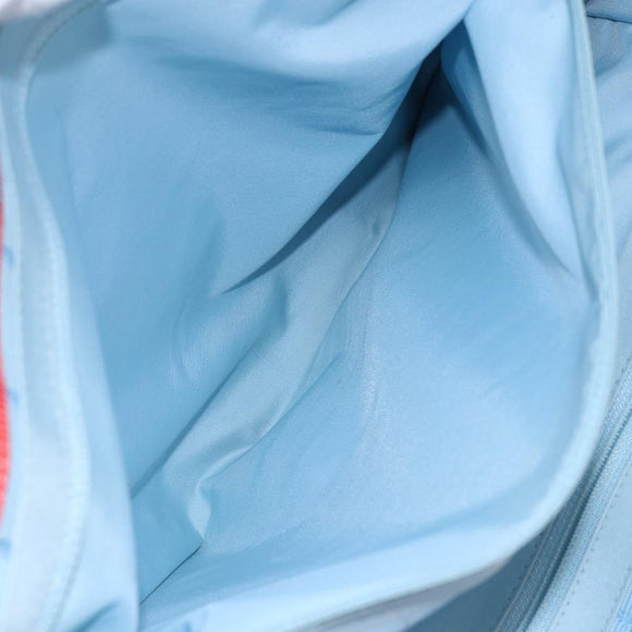 CHANEL New Travel Line Tote Bag Nylon Light Blue Silver CC Auth BA8038