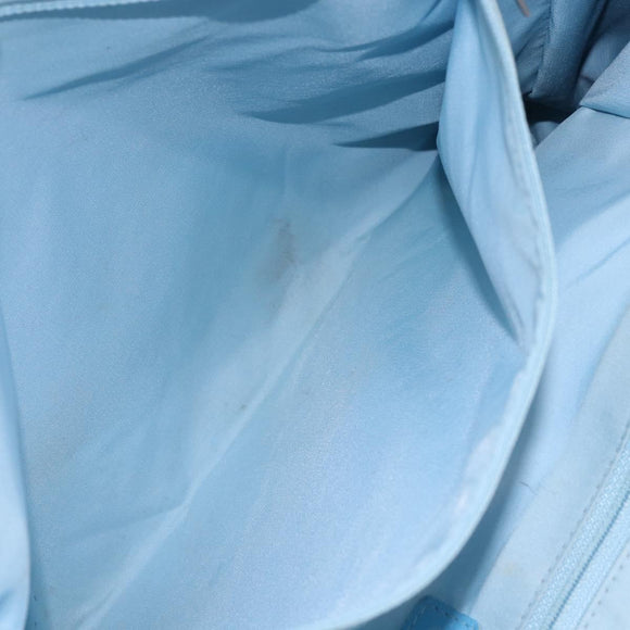 CHANEL New Travel Line Tote Bag Nylon Light Blue Silver CC Auth BA8038