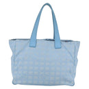 CHANEL New Travel Line Tote Bag Nylon Light Blue Silver CC Auth BA8038-3
