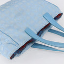 CHANEL New Travel Line Tote Bag Nylon Light Blue Silver CC Auth BA8038-6