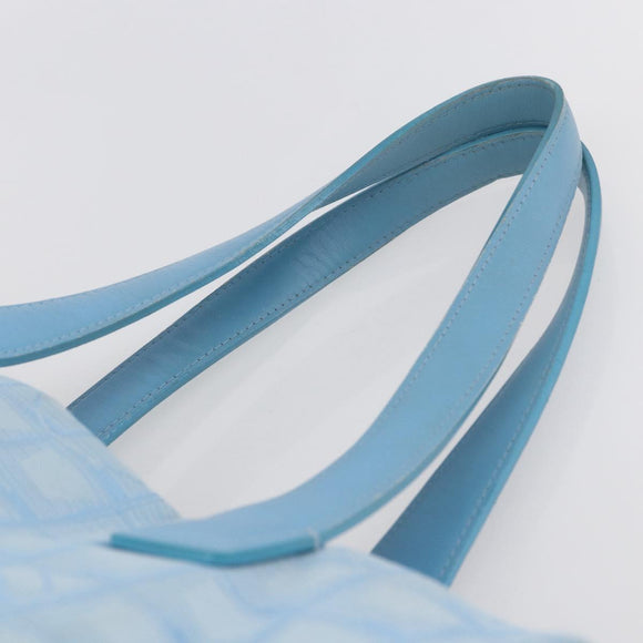 CHANEL New Travel Line Tote Bag Nylon Light Blue Silver CC Auth BA8038