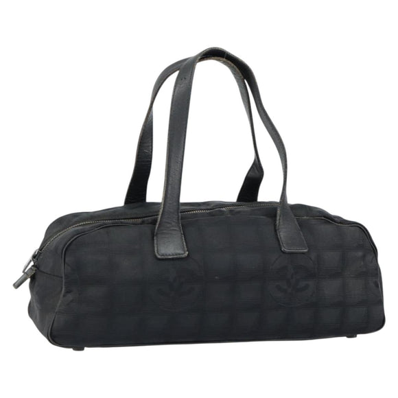 CHANEL New Travel Line Hand Bag Nylon Black CC Auth BA8039