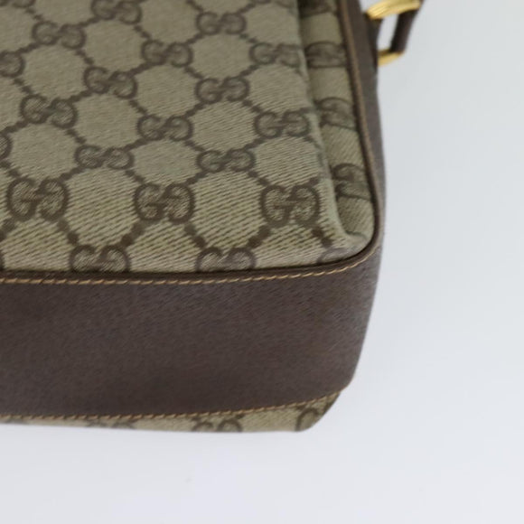 GUCCI GG Supreme Web Sherry Line Bag PVC Beige Gold 904 02 084 Auth BA804