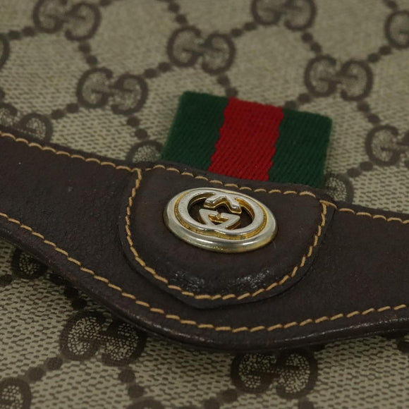 GUCCI GG Supreme Web Sherry Line Bag PVC Beige Gold 904 02 084 Auth BA804