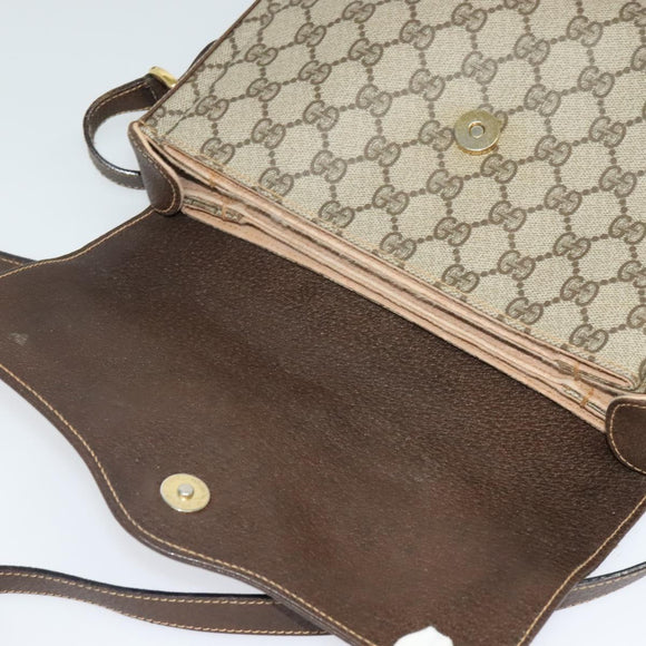 GUCCI GG Supreme Web Sherry Line Bag PVC Beige Gold 904 02 084 Auth BA804