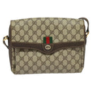 GUCCI GG Supreme Web Sherry Line Bag PVC Beige Gold 904 02 084 Auth BA804-13