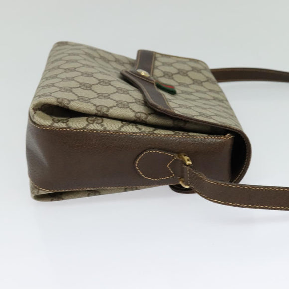 GUCCI GG Supreme Web Sherry Line Bag PVC Beige Gold 904 02 084 Auth BA804