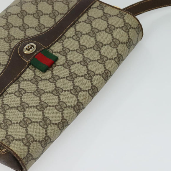 GUCCI GG Supreme Web Sherry Line Tasche PVC Beige Gold 904 02 084 Auth BA804
