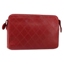 CHANEL Bicolore Clutch Bag Lamb Skin Red Gold CC Auth BA8040-1