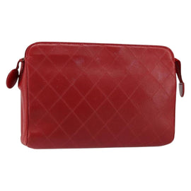CHANEL Bicolore Clutch Bag Lamb Skin Red Gold CC Auth BA8040
