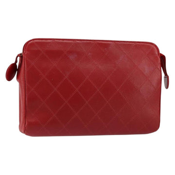 CHANEL Bicolore Clutch Bag Lamb Skin Red Gold CC Auth BA8040