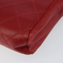 CHANEL Bicolore Clutch Bag Lamb Skin Red Gold CC Auth BA8040-15