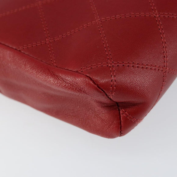 CHANEL Bicolore Clutch Bag Lamb Skin Red Gold CC Auth BA8040