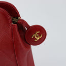 CHANEL Bicolore Clutch Bag Lamb Skin Red Gold CC Auth BA8040-8