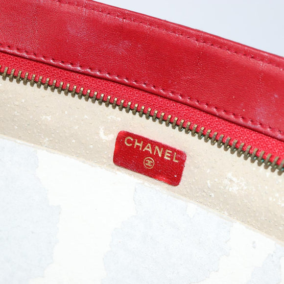 CHANEL Bicolore Clutch Bag Lamb Skin Red Gold CC Auth BA8040