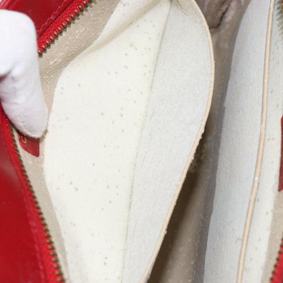 CHANEL Bicolore Clutch Bag Lamb Skin Red Gold CC Auth BA8040