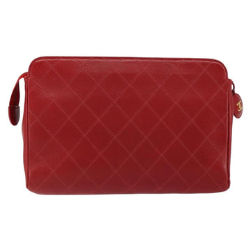 CHANEL Bicolore Clutch Bag Lamb Skin Red Gold CC Auth BA8040 - 0