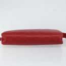 CHANEL Bicolore Clutch Bag Lamb Skin Red Gold CC Auth BA8040-6