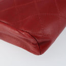 CHANEL Bicolore Clutch Bag Lamb Skin Red Gold CC Auth BA8040-14