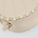 CHANEL Matelasse Chain Shoulder Bag Lamb Skin Beige Gold CC Auth BA8041-11