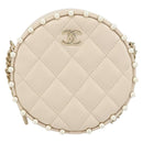 CHANEL Matelasse Chain Shoulder Bag Lamb Skin Beige Gold CC Auth BA8041-2