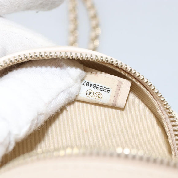 CHANEL Matelasse Ketten-Schultertasche Lammleder Beige Gold CC Auth ba8041M