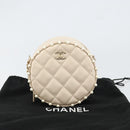 CHANEL Matelasse Ketten-Schultertasche Lammleder Beige Gold CC Auth ba8041M-12