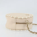 CHANEL Matelasse Ketten-Schultertasche Lammleder Beige Gold CC Auth ba8041M-3