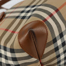 Burberrys Nova Check Hand Bag Canvas Beige Gold Auth BA8044-14