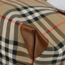 Burberrys Nova Check Hand Bag Canvas Beige Gold Auth BA8044-15