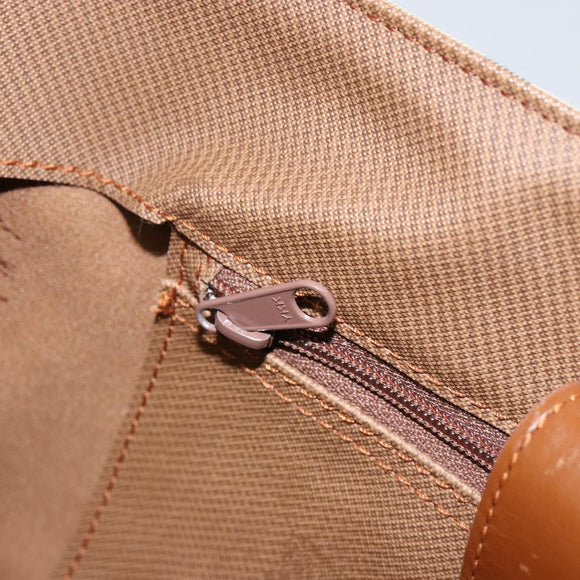 Burberrys Nova Check Hand Bag Canvas Beige Gold Auth BA8044