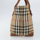 Burberrys Nova Check Hand Bag Canvas Beige Gold Auth BA8044-3