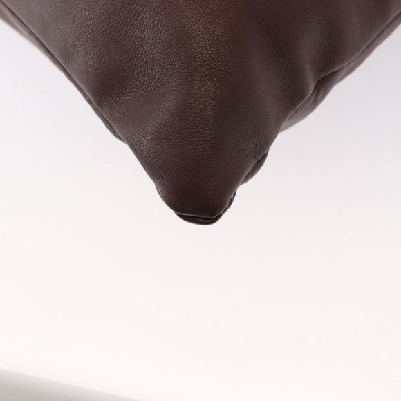 BURBERRY Hand Bag Leather Brown Gold Auth BA8046