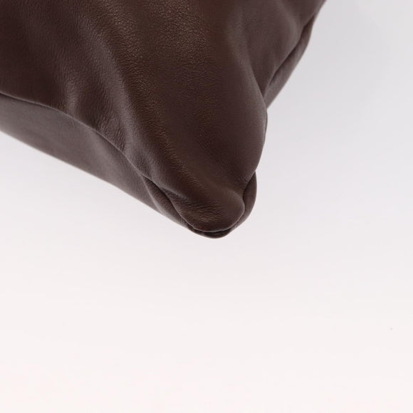 BURBERRY Hand Bag Leather Brown Gold Auth BA8046