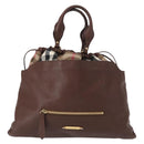 BURBERRY Hand Bag Leather Brown Gold Auth BA8046-13