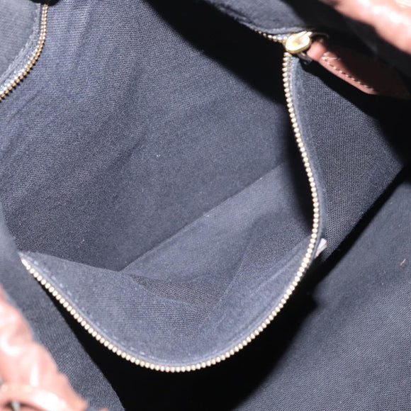 BURBERRY Hand Bag Leather Brown Gold Auth BA8046