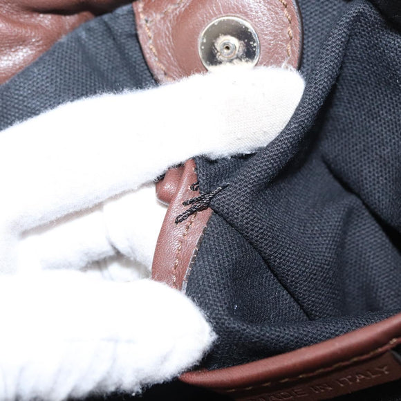 BURBERRY Hand Bag Leather Brown Gold Auth BA8046